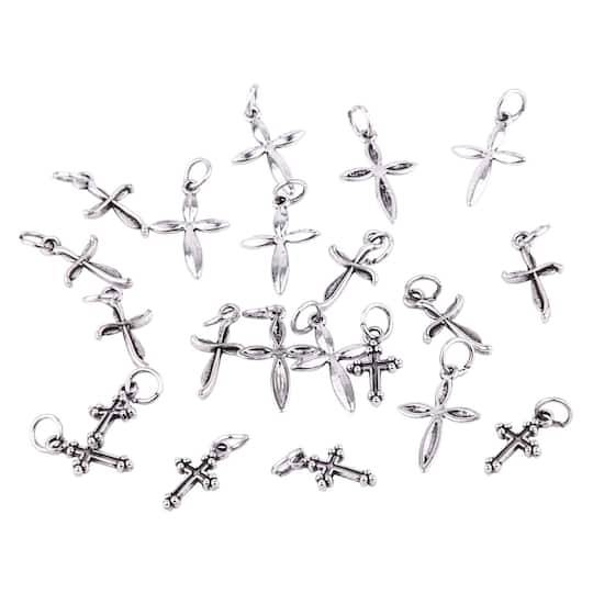 Rhodium-Colored Cross Charm Mix By Bead Landing