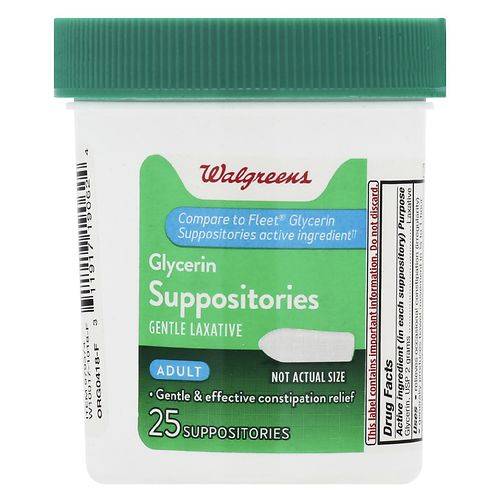 Walgreens Glycerin Adult Suppositories Adult - 25.0 ea