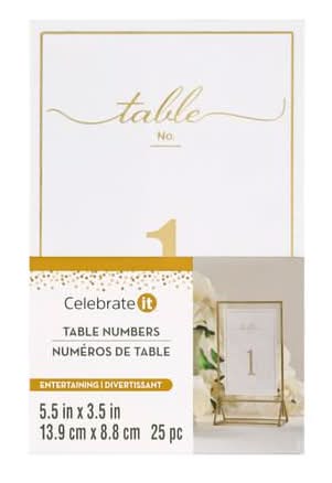 1-25 Gold Table Numbers By Celebrate It