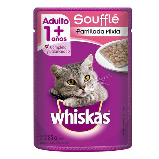 Whiskas alimento húmedo soufflé parrillada mixta (85 g)