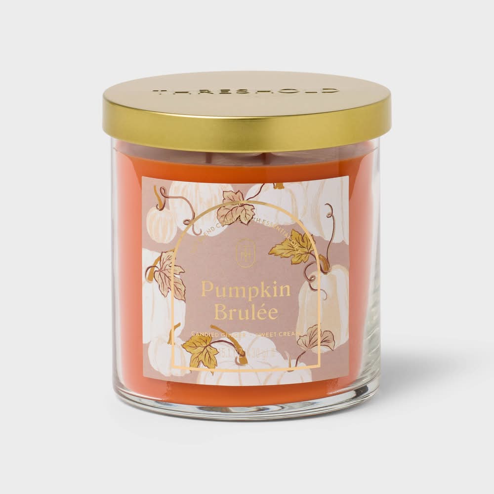 Threshold 2-Wick Lidded Glass Jar Candle, Pumpkin Brulee (15.1 oz)