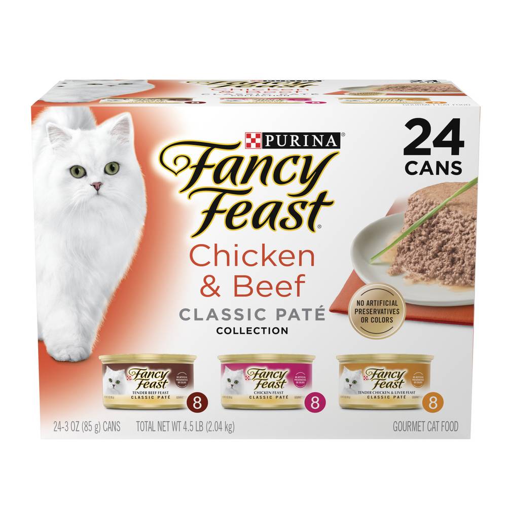 Purina Fancy Food Chicken & Beef Gourmet Cat Food, Tender-Chicken-Tender Chicken & Liver (0.18 lbs, 24 ct)