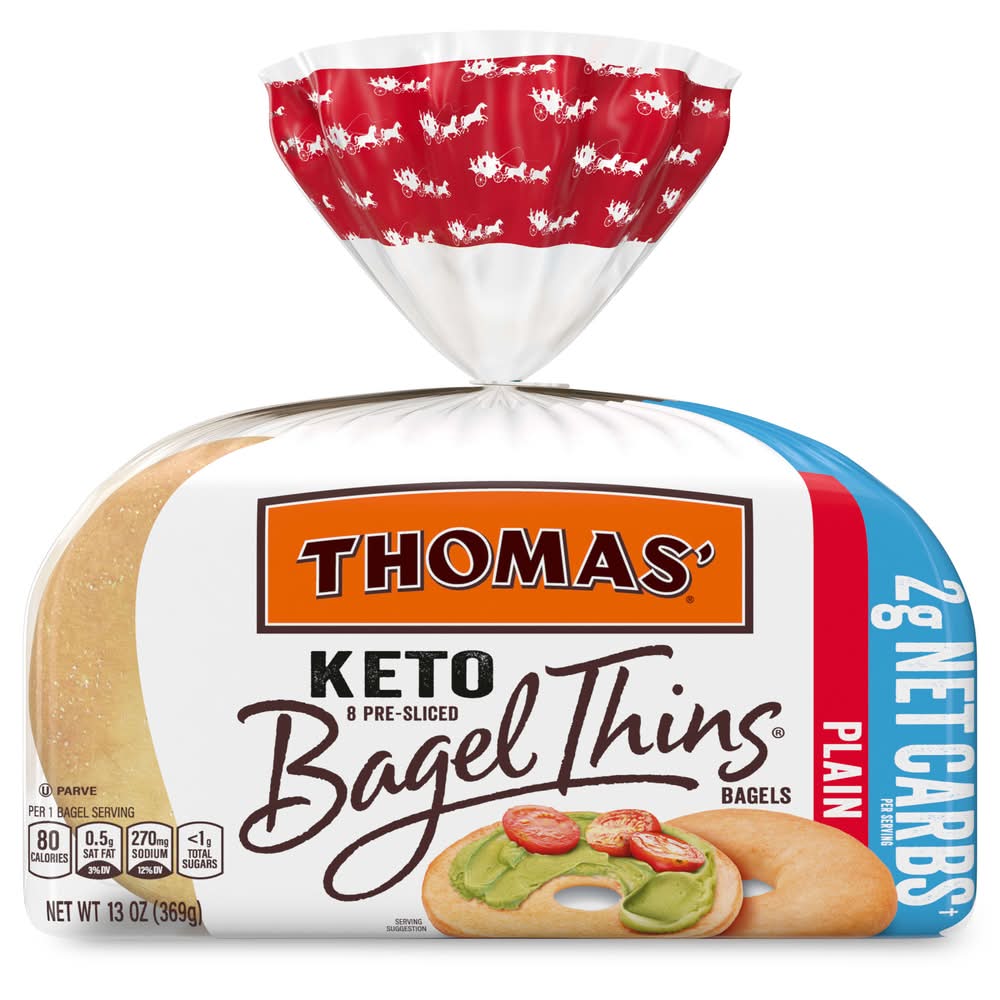 Thomas Keto Plain Bagel Thins (13 oz, 8 ct)