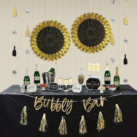 Black Gold Bubbly Bar Foil Cardstock Decorating Kit, 28pc