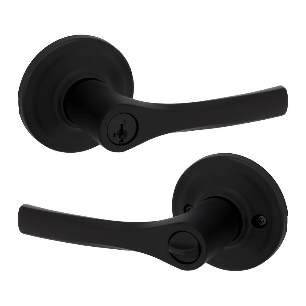 Kwikset Henley Matte Black Exterior Keyed Entry Door Handle with Smartkey | 94050-705