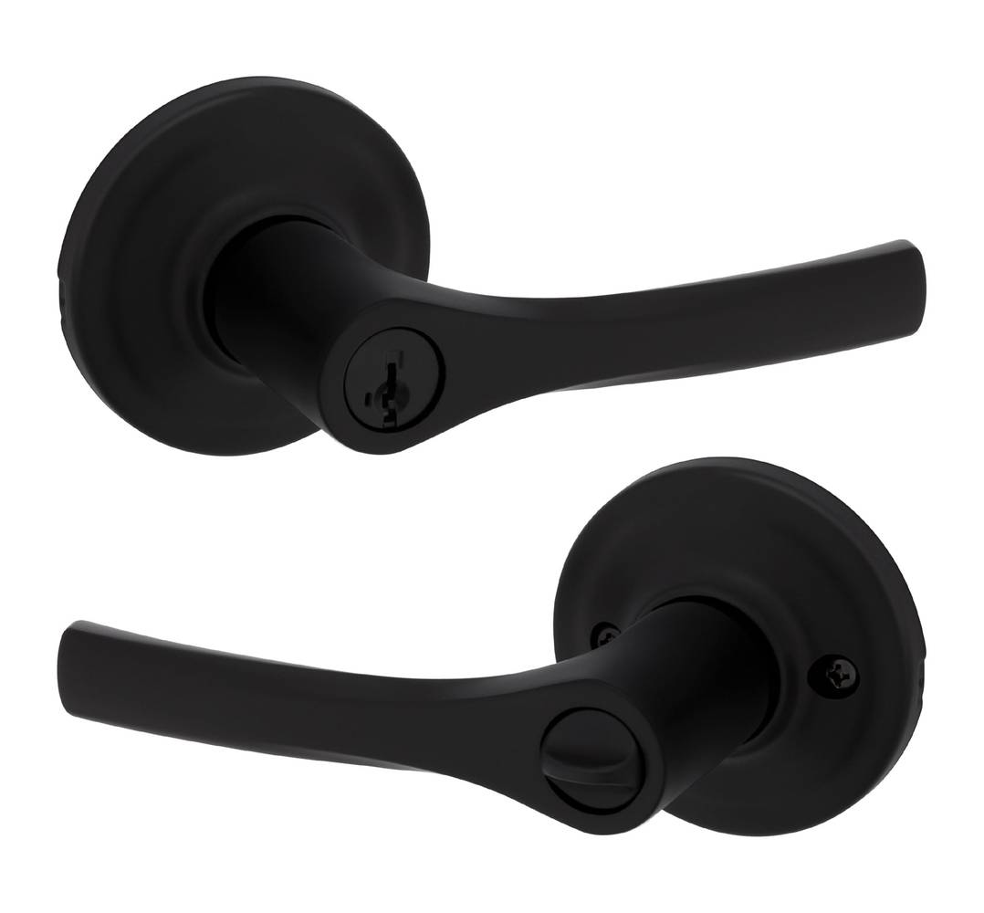 Kwikset Henley Matte Black Exterior Keyed Entry Door Handle with SmartKey | 94050-705