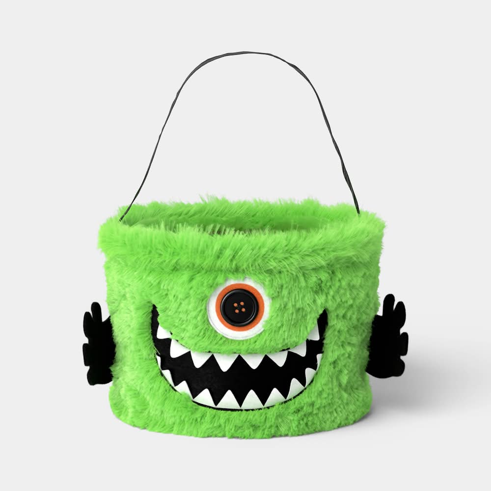 Green Monster Spider Web Decorative Fabric Basket- Hyde and EEK! Boutique™: Halloween