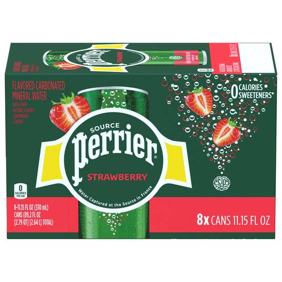 Perrier Strawberry Flavored Carbonated Mineral Water (8 ct, 11.15 fl oz)