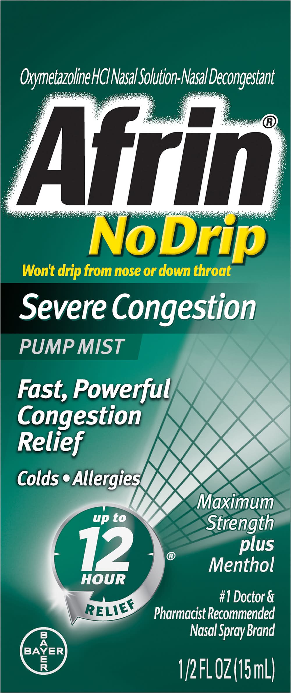 Afrin No Drip Severe Congestion Pump Mist Nasal Spray (0.5 fl oz)