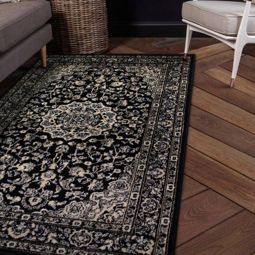 Art Silk Tabriz Carpet 2x4' - Black