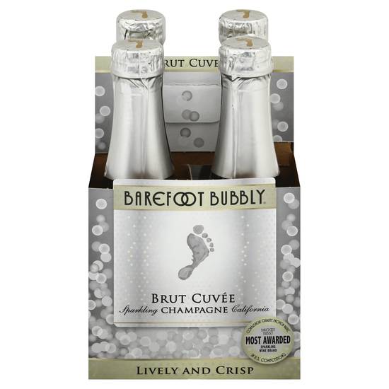 Barefoot Bubbly Brut Cuvee California Sparkling Champagne Wine (4 ct, 750 ml)