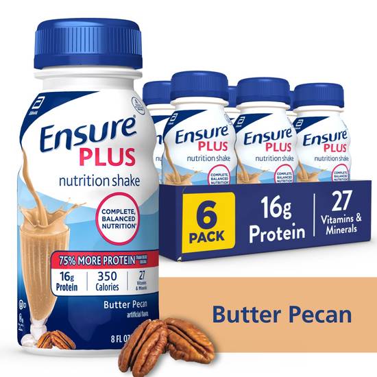 Ensure Plus Nutrition Shake Butter Pecan Ready-to-Drink 8 fl oz, 6CT