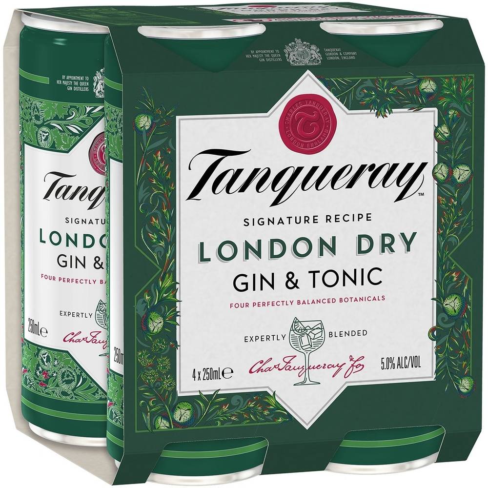 Tanqueray Gin & Tonic Can 250mL X 4 pack