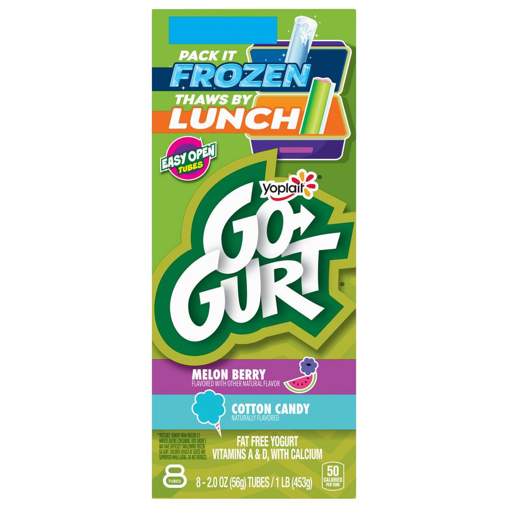 Yoplait Lowfat Go-Gurt Cotton Candy & Melon Berry Yogurt Tubes (1 lbs, 8 ct)