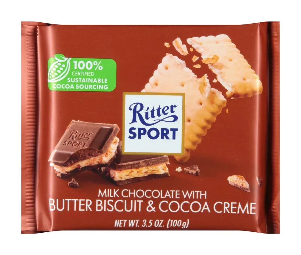 Ritter Sport Milk Chocolate with Butter Biscuit and Cocoa Creme