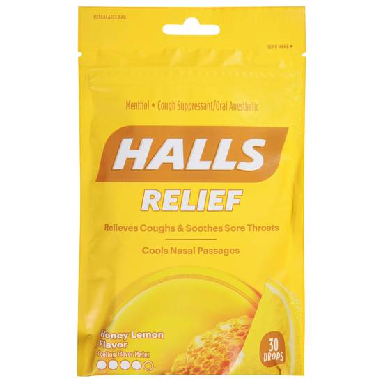 Halls Menthol Honey Lemon Flavor Cough Suppressant/Oral Anesthetic