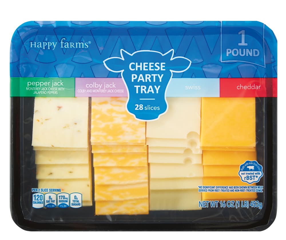 Happy Farms Emporium Selection Cheese Party Tray, Assorted (16 oz, 28 ct)