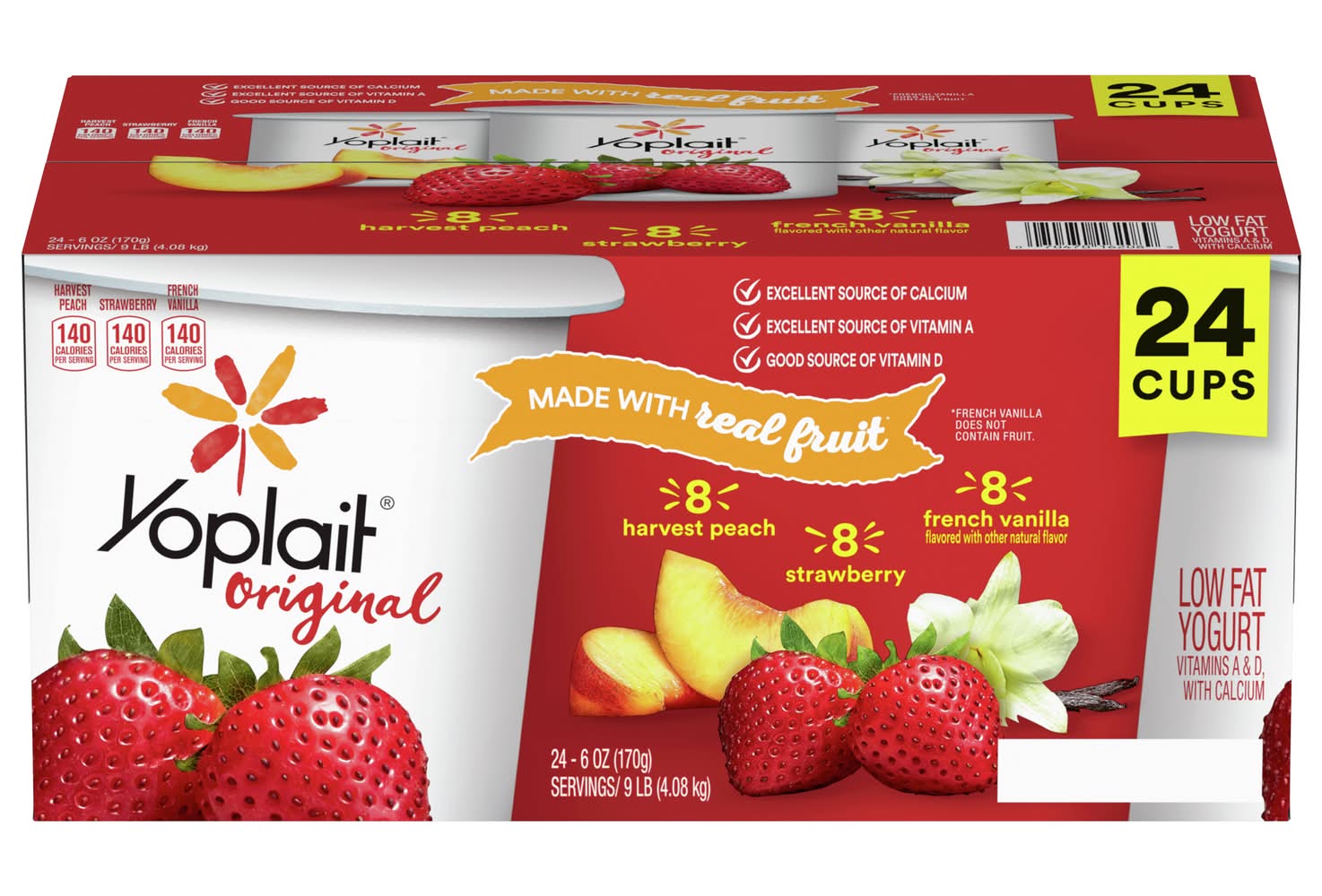 Yoplait Original Variety pack Low Fat Yogurt (6 oz, 24 ct)