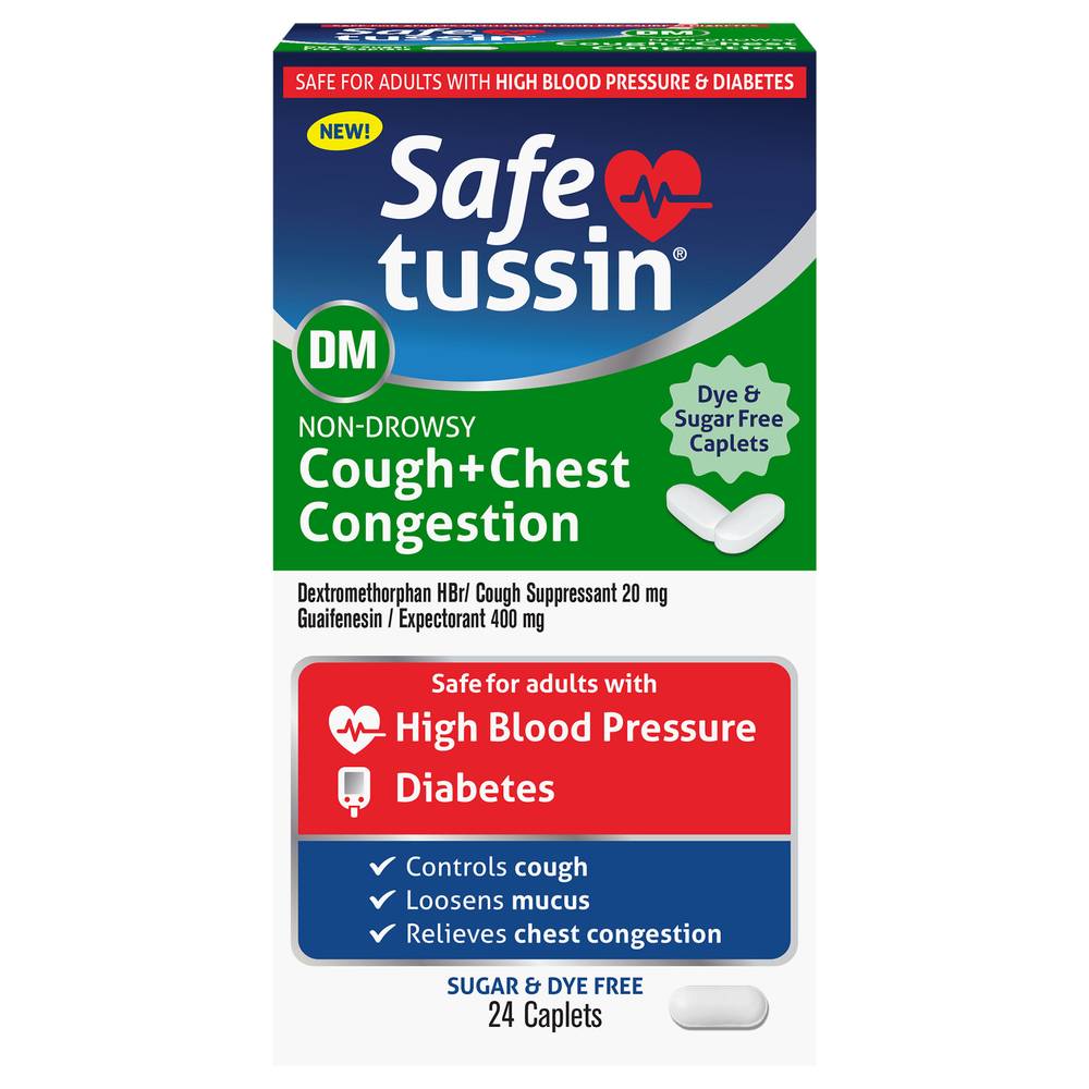 Safetussin Non Drowsy Cough & Chest Congestion Caplets (24 ct)