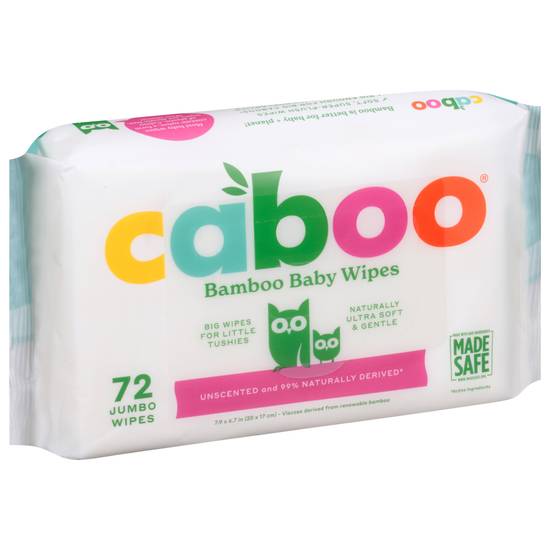 Caboo Unscented Jumbo Bamboo Baby Wipes (72 ct)