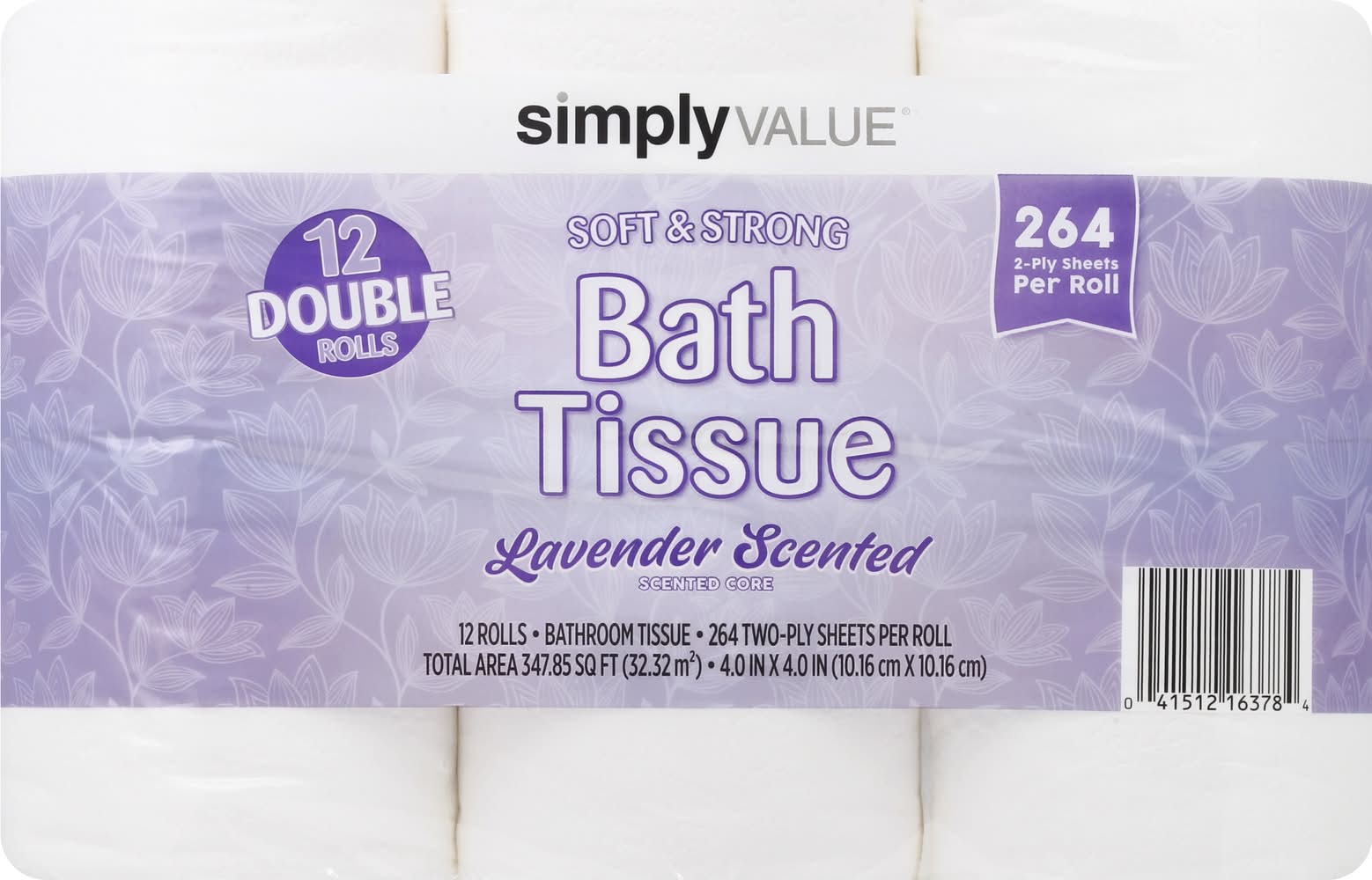 Simply Value Lavender Scented Bath Tissue (2.65 lbs, 12 ct)
