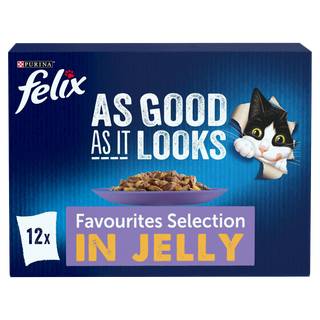 FELIX AS GOOD AS IT LOOKS Favourites Selection in Jelly Wet Cat Food 12 x 100g