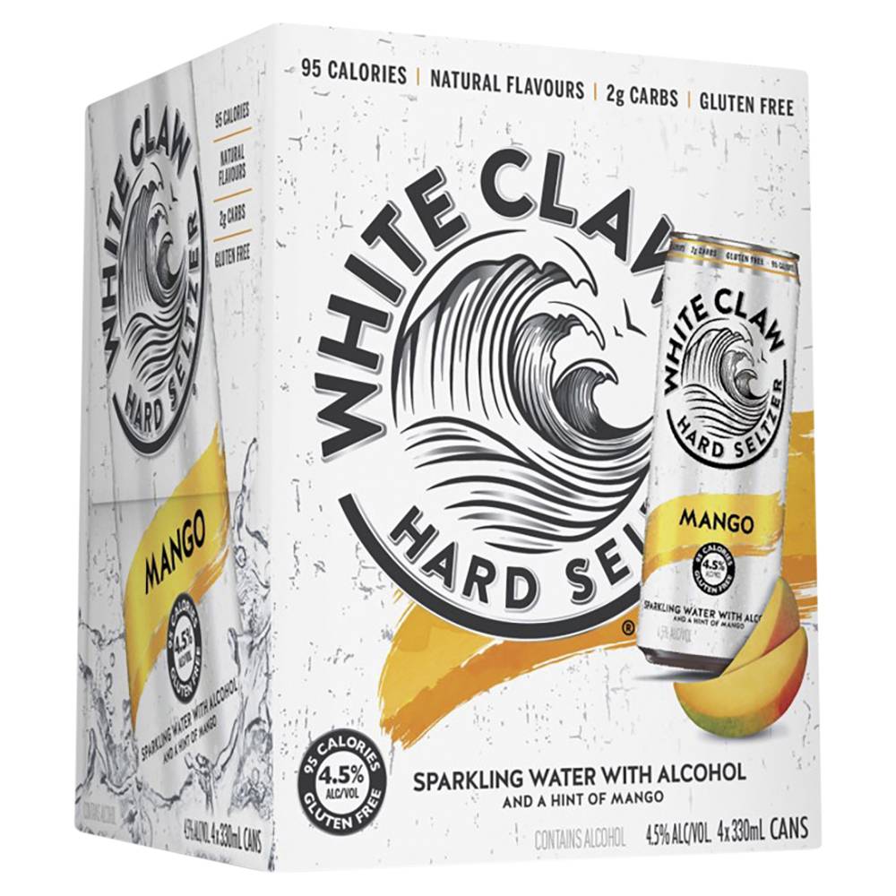 White Claw Hard Seltzer Mango 330mL X 4 pack