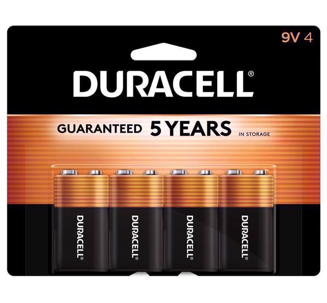 Duracell Coppertop 9-Volt Alkaline Batteries 4 Pk Carded