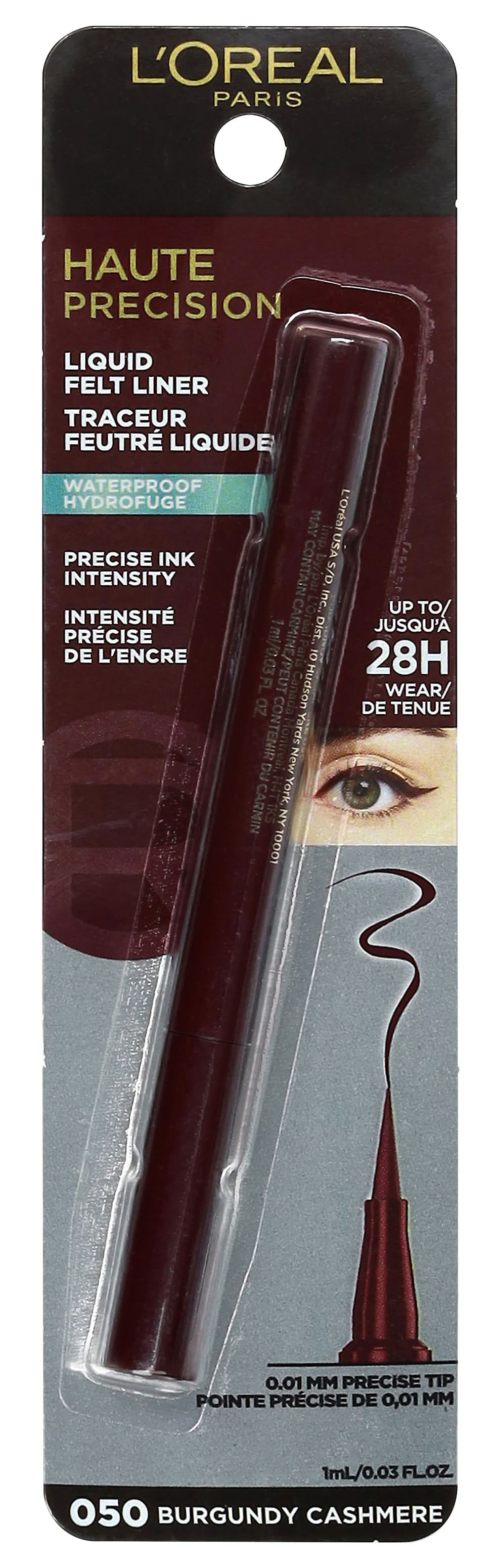 L'Oréal Paris Waterproof Liquid Felt Liner, Burgundy Cashmere 050 (0.03 fl oz)