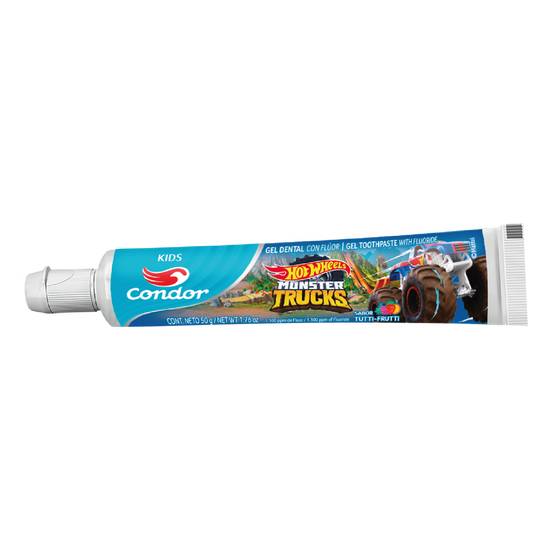 Condor gel dental infantil com flúor sabor tutti frutti hot wheels (50 g)
