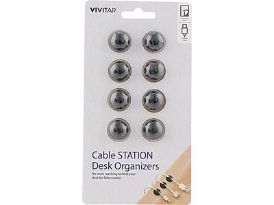 Vivitar STATION Cable Desk Organizer, Black, 8/Pack (QUB1100SMNBLKT)