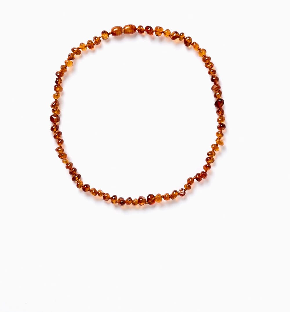 Colar De Âmbar Para Bebé E Criança (Castanho - Único)