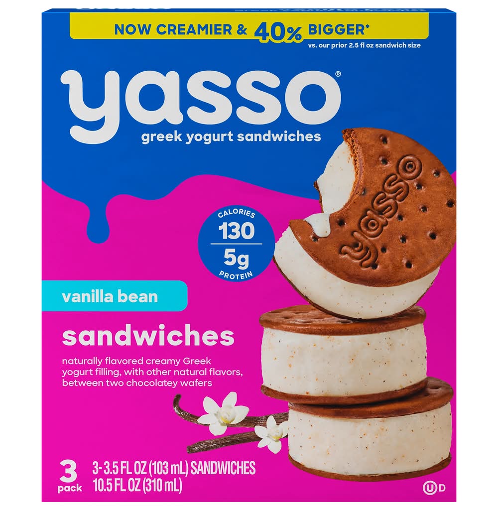 Yasso Greek Yogurt Sandwiches, Vanilla Bean (3.5 fl oz, 3 ct)