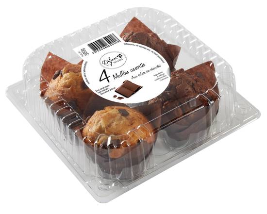 Les Délices des 7 Vallées - Muffins assortis aux nature chunck et chocolat chunck (4 pièces)