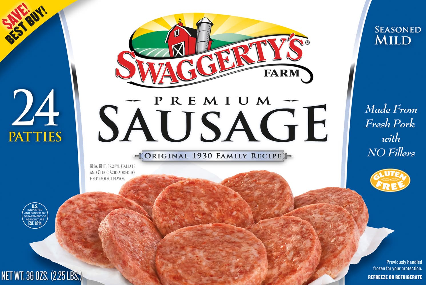 Swaggerty's Farm Mild Seasoned Premium Sausage Patties (2.25 lbs)