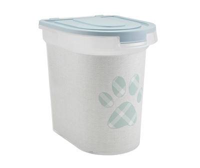 Blue Plaid Paw Print Pet Food Storage Container with Scoop, 26 lbs.