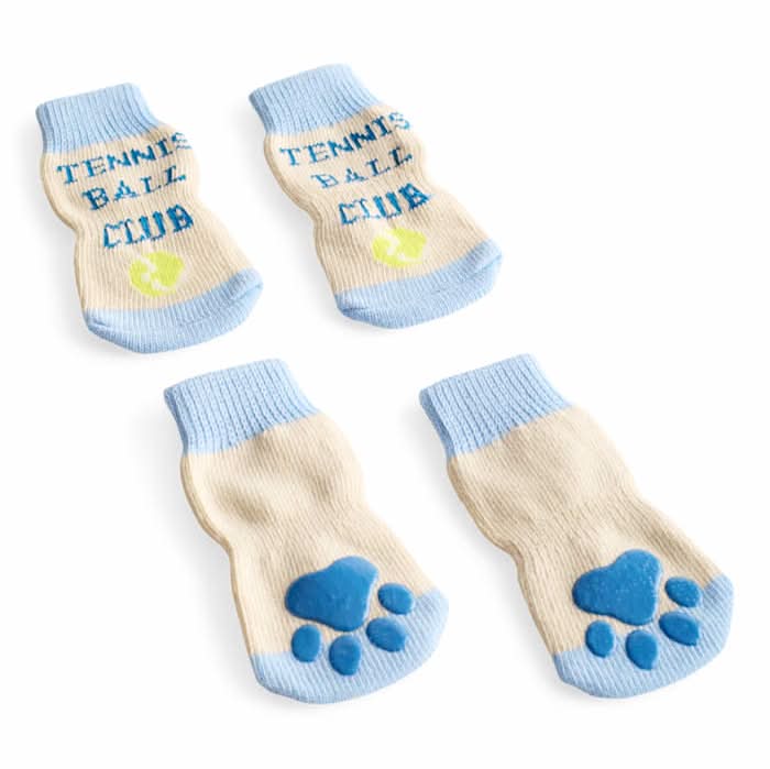 Youly Tennis Ball Dog Socks, L - XL, Blue (2 ct)