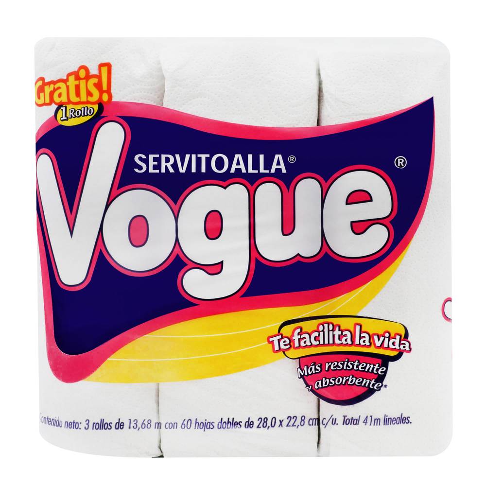 Vogue · Rollos de toallas de papel resistentes y absorventes de cosina, 13.68 m (3 un)