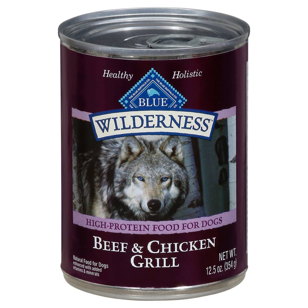 Blue Buffalo Wilderness High Protein Natural Adult Wet , Beef & Chicken Grill Food For Dogs (12.5 oz)