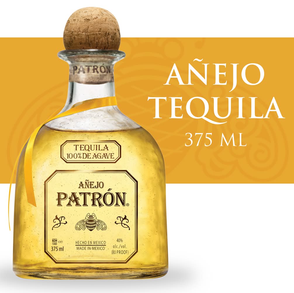 PATRÓN 100% Agave Anejo Tequila (375 ml)