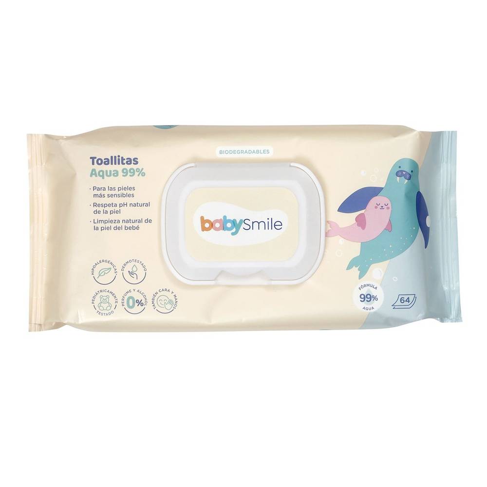 Toallitas Bebe Babysmile Aqua 64 Uds