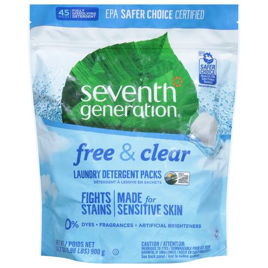 Seventh Generation Free & Clear Laundry Detergent packs (45 ct)