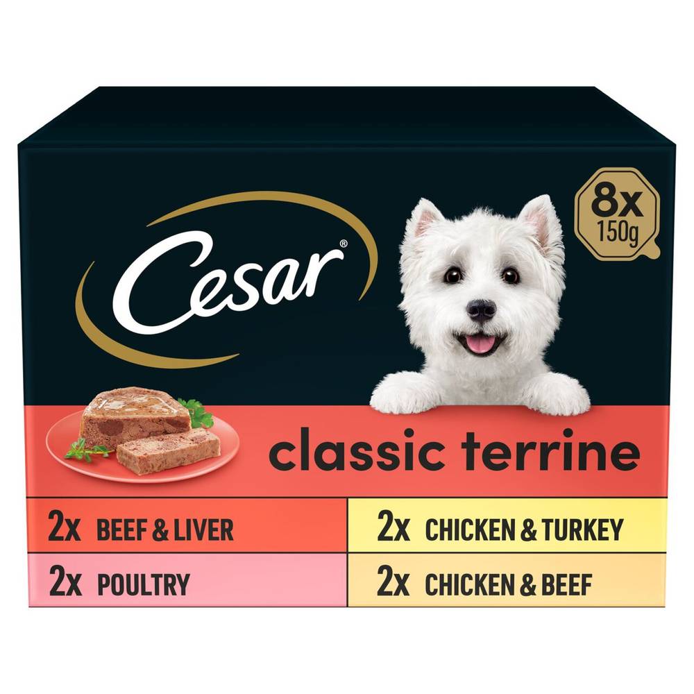 Cesar Classics Terrine Dog Food Trays Mixed in Loaf (8 x 150gr)