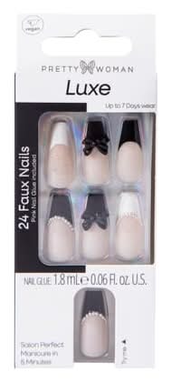 Pretty Woman Halloween Luxe Faux Nails 24-Pack Black Bow