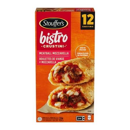 Stouffer''S Bistro Crustini Meatball Mozzarella, Frozen Snack, Meatballs, Tomato Sauce, Cheese, Pastry Crust, No Artificial Colours, No Artificial Flavours 1.536 Kg