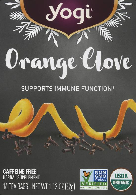 Yogi Organic Orange Clove Caffeine Free Herbal Tea (16 bags)