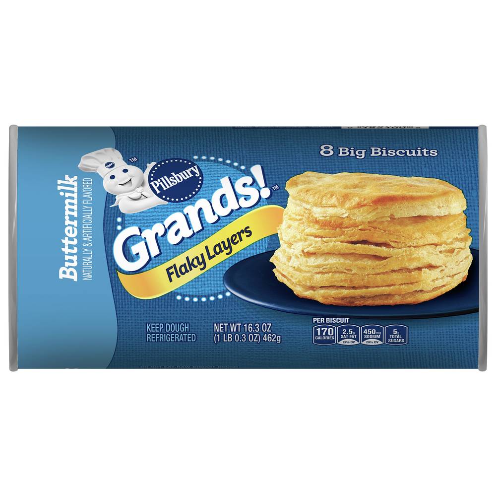 Pillsbury Grands Flaky Layers Biscuits, Buttermilk (1.02 lbs, 8 ct)