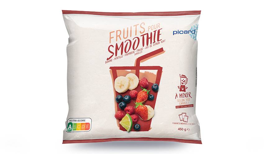 Fruits pour smoothie banane, myrtille, framboise