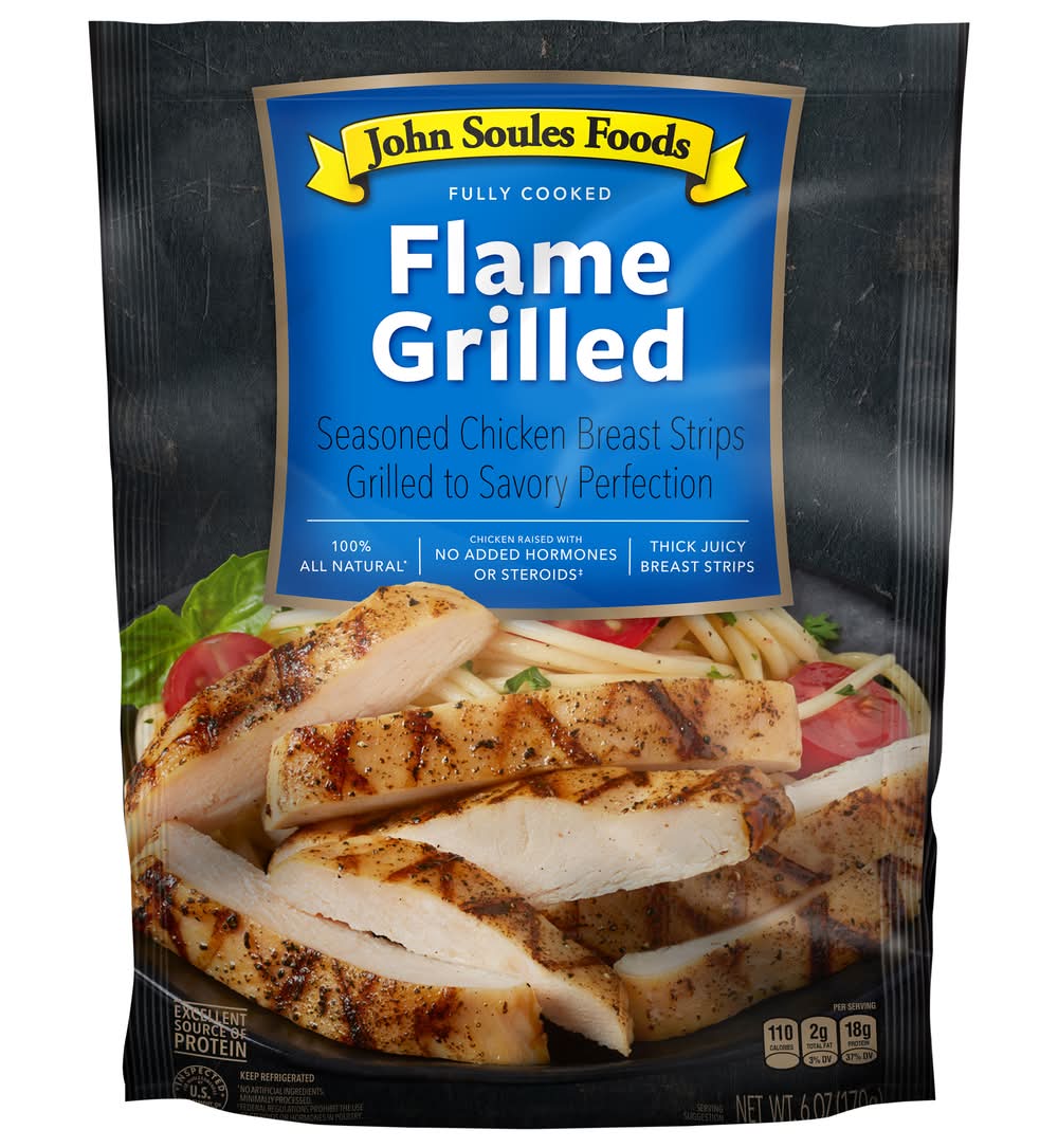 John Soules Foods Cooked Flame Grilled Seasoned Chicken Breast Strips (6 oz)