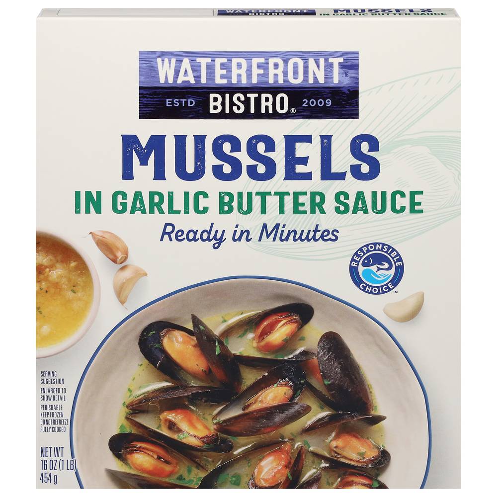 Bistro Waterfront Sauce Mussels, Savory Garlic Butter (16 oz)